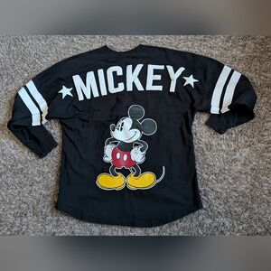 Disney Mickey Mouse Black Puff Print Cotton Spirit Jersey Women's M